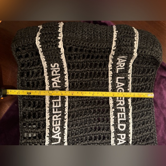 Karl Lagerfeld Black Tote with White Logo Straps - Picture 5 of 5